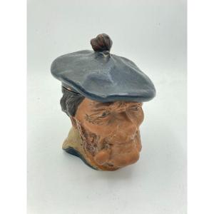 Terracotta Tobacco Pot Representing The Head Of An Old Breton