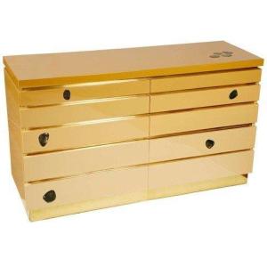 Chest Of Drawers In Lacquer And Labradorite Stones By Jean-claude Mahey