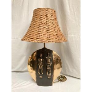 Bronze Lamp Signed Around 1970