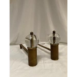 Pair Of Andirons In The Style Of Jacques Adnet