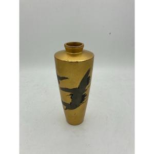 Japanese Lacquered Wood Vase, 19th Century 