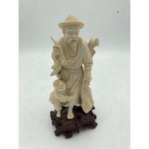 Ivory Sculpture Representing A Man And A Child