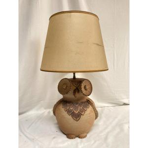 Beautiful "owl" Lamp In Ceramic From Vallauris