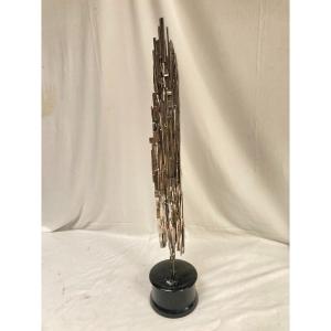 "brutalist" Sculpture In Silvered Bronze Circa 1970