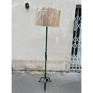 Leather Covered Floor Lamp By Jacques Adnet