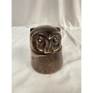 Ceramic Box "owl" By Les Grottes Dieulefit