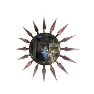 Murano Glass And Brass Mirror Attributed To Gino Cenedese