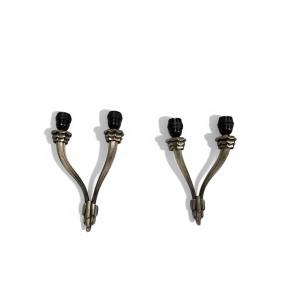 Pair Of Bronze Sconces In The Style Of Emile-jacques Ruhlmann