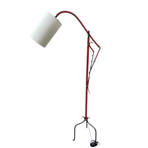 Leather-covered Floor Lamp By Jacques Adnet