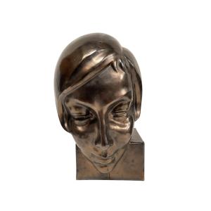 Ceramic Head Of A Woman Signed Koos Van Der Kaay And Dated 1934