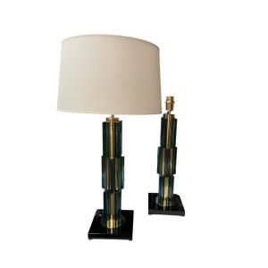Pair Of Murano Glass Lamps Attributed To Gino Cenedese