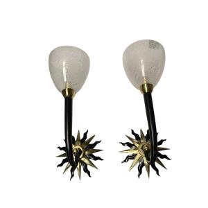 Pair Of Wall Sconces Attributed To Andrea Arbus And Veronese