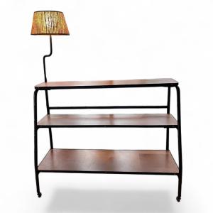 1950's Stitched Leather  Bookcase By Jacques Adnet