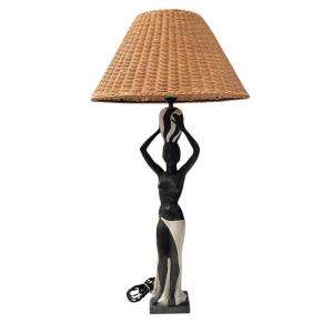 1950s Lamp In Patinated Plaster In Africanist Style
