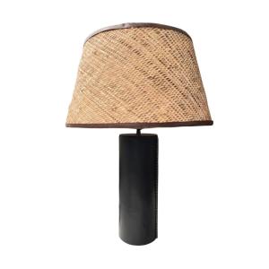 Leather-covered Lamp By Jacques Adnet