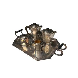 Art Deco Silver-plated Tea Service In The Style Of Christofle