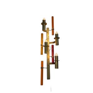 Pair Of Brass And Plexiglass Sconces Circa 1960