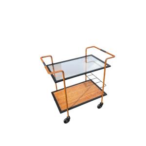 Stitched Leather Bar Cart By Jacques Adnet