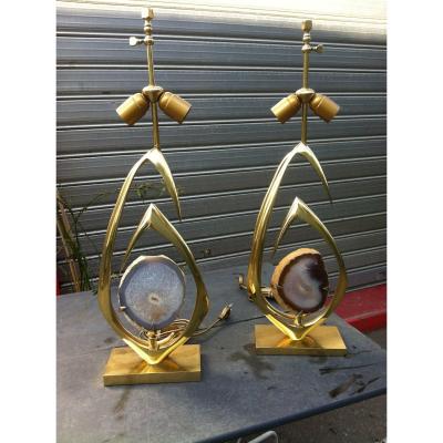 Pair Of Bronze Lamps By Willy Daro