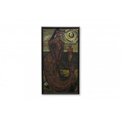 Oil On Board Showing A " Mermaid" Signed And Dated 1961
