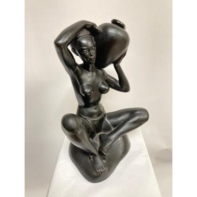 Africanist Sculpture In Patinated Terracotta By Riccardo Scarpa