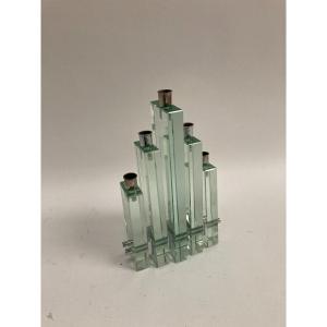 Glass Candle Holder Attributed To Fontana Arte