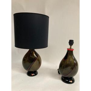 Pair Of Murano Glass Lamps By Archimede Seguso