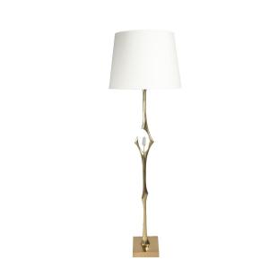 Floor Lamp In Polished Bronze And Quartz Signed Willy Daro