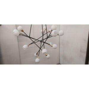 Stilnovo Chandelier With 9 Arms And 18 Bulbs, Circa 1950s.