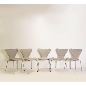Set Of 5 Mid Century Chairs By Arne Jacobsen For Fritz Hansen - 1960s