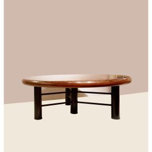Coffee Table In Wenge Mosaic And Metal - Top By Dieter Waeckerlin