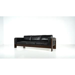 Bastiano Sofa By Tobia Scarpa For Knoll, Leather And Wood, Italy, 1962