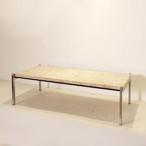 Mid-century Travertine Coffee Table Attributed To Metaform