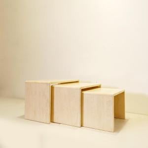 Set Of 3 Nesting Tables In Italian Travertine, 1970s