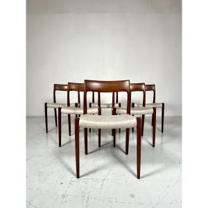 Set Of 6 Danish Chairs Model 77 By Niels Otto For Möller