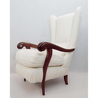 Faux Fur Upholstered Wingback Armchair