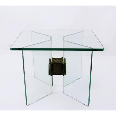 Glass And Brass Side Table By Peter Ghyczy, 1970s