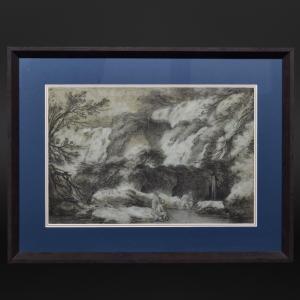 The Tivoli Waterfalls, Charcoal And White Chalk Highlights, End Of The 18th Century Or Early 19