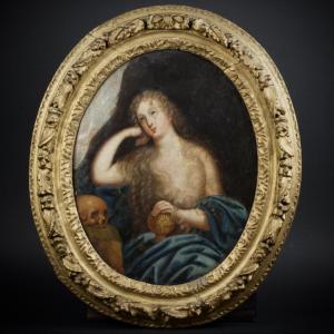 French School After Mignard, Madame De Ludres En Marie-madeleine, Oil On Canvas, C. 1700