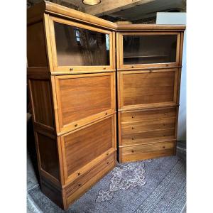 Md Modular Furniture In Blond Walnut, Bookcase, Showcase And Secretary