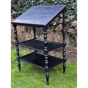 Important Lectern Desk In Blackened Wood Napoleon III Late 19th Century Library
