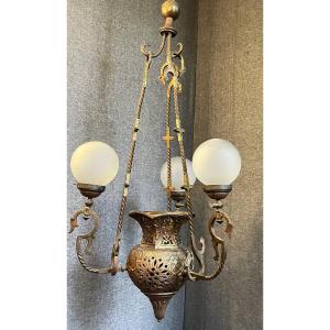High Bronze Chandelier, Entrance, 19th Century Vestibule