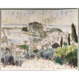 Louis Caradot View Of Six-fours (var) Drawing Enhanced Around 1945