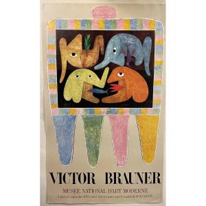 Brauner Victor “elephants” Original Poster Expo 1972 Museum Art Moderne; To Post