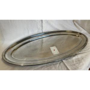 Very Large Oval Silver Metal Serving Dish (80 Cm)