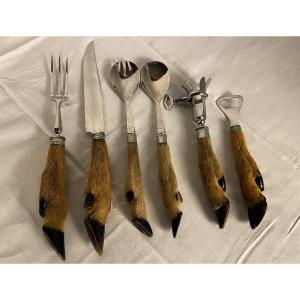 Hunting, Leg Of Lamb Cutlery With Crowbar Or Venison Handles