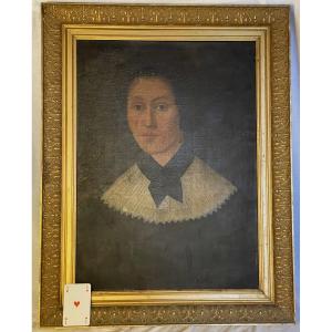 Portrait Of A Young Woman With A White Collar And Black Ribbon, 19th Century