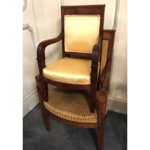 Small Empire Period Child's Armchair In Mahogany, 19th Century