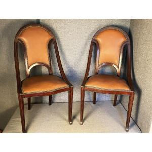 Maurice Dufrene Pair Of Small Art Nouveau Lounge Armchairs From 1911