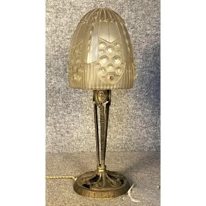 Georges Leleu Lamp In White Glass From The Art Deco Period